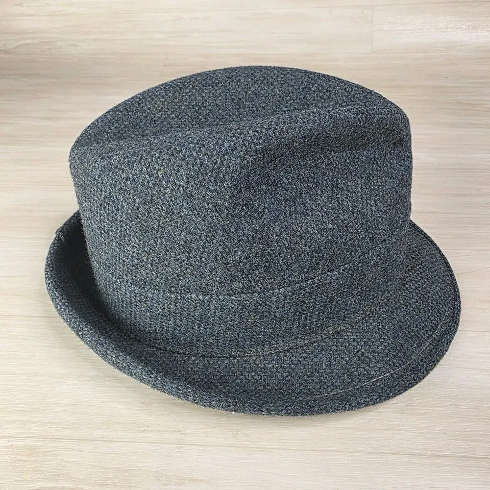 Vintage Tweed Wool Towncraft Fedora‎ Hat Gray Size Small 6 3/4 - 6 7/8